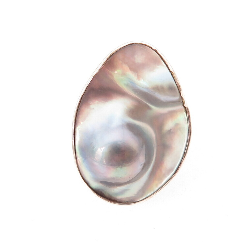 Starborn 925 Sterling Silver Vintage Real Blister Pearl Modernist Ring Size 8.5 - Picture 3 of 8